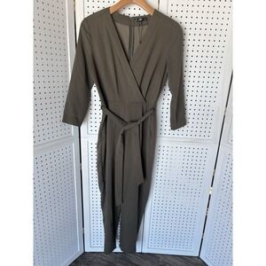 Women's Medium Dynamite One Pc. Long Sleeve Jumper Belted Army Green NWOT!
